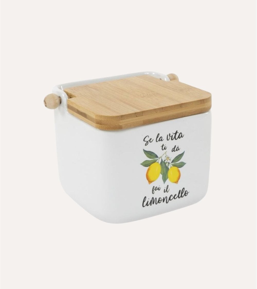 Salero con Dibujo de Limones y Tapa de Madera