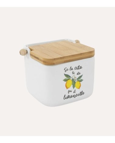 Salero con Dibujo de Limones y Tapa de Madera