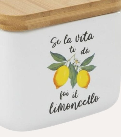 Salero con Dibujo de Limones y Tapa de Madera