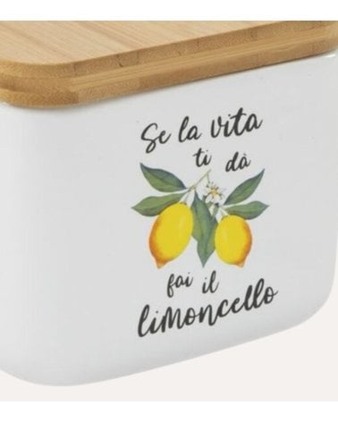 Salero con Dibujo de Limones y Tapa de Madera