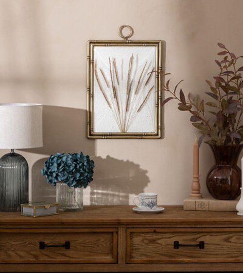 Marco Curvo Hierbas Secas Jonas de Acero y MDF