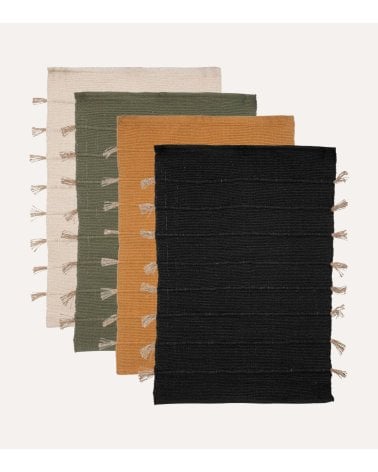 Alfombra con Pompones de Algodón y Yute