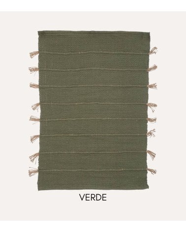 Alfombra con Pompones de Algodón y Yute