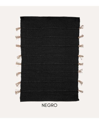 Alfombra con Pompones de Algodón y Yute