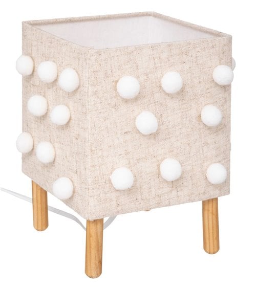 Lámpara de Mesa con Pantalla de Pompones