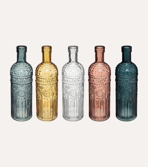 Jarrones Botella Folk de Vidrio