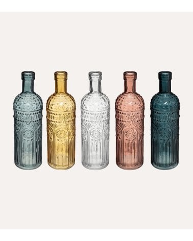 Jarrones Botella Folk de Vidrio