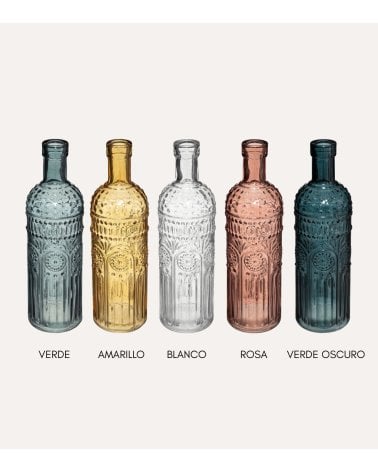 Jarrones Botella Folk de Vidrio
