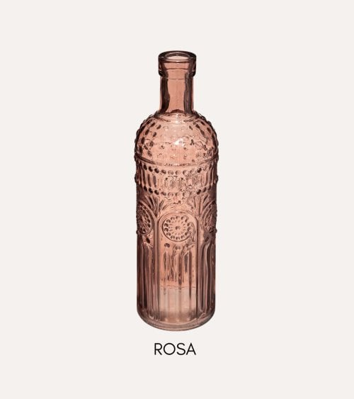 Jarrones Botella Folk de Vidrio