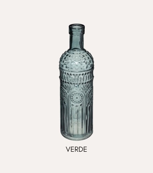 Jarrones Botella Folk de Vidrio