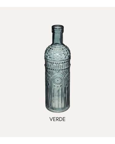 Jarrones Botella Folk de Vidrio