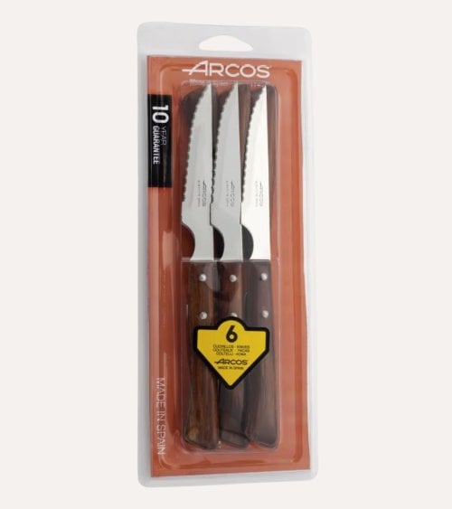Set de 6 Cuchillos Chuleteros de Acero Inoxidable