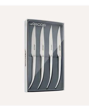 Set de 4 Cuchillos Chuleteros Monoblock de Acero Inoxidable