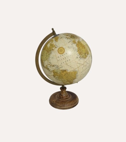 Globo Terraqueo Decorativo de Madera