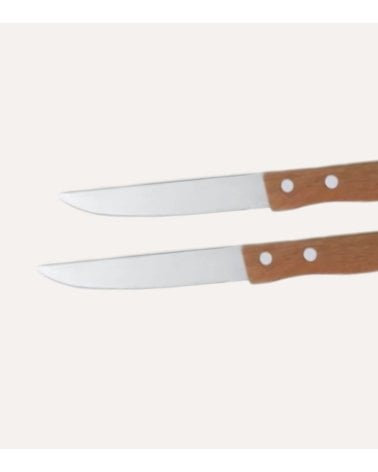 Set de 2 Cuchillos Chuletero con Mango de Madera