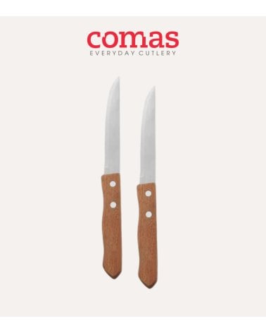 Set de 2 Cuchillos Chuletero con Sierra con Mango de Madera