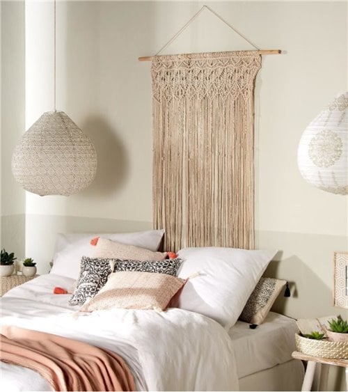 Cortina de Hilo Macramé de Algodón y Eucalipto