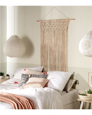 Cortina de Hilo Macramé de Algodón y Eucalipto