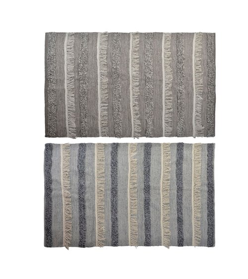 Alfombra de Algodón con Flecos y Pelo Rizado