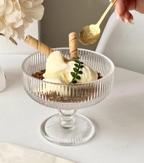 Set de 6 Copas de Helado Agata de Cristal Tallado