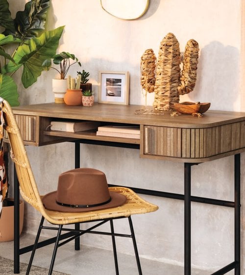 Escritorio de 2 Puertas Colva de MDF y Acero