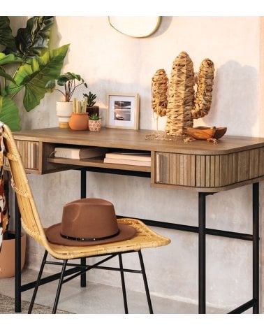 Escritorio de 2 Puertas Colva de MDF y Acero