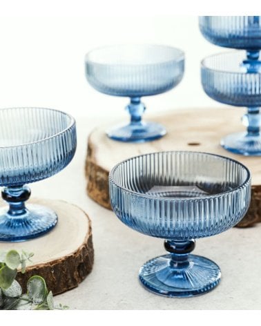Set de 6 Copas de Helado Agata de Cristal Tallado