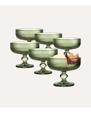 Set de 6 Copas de Helado Agata de Cristal Tallado