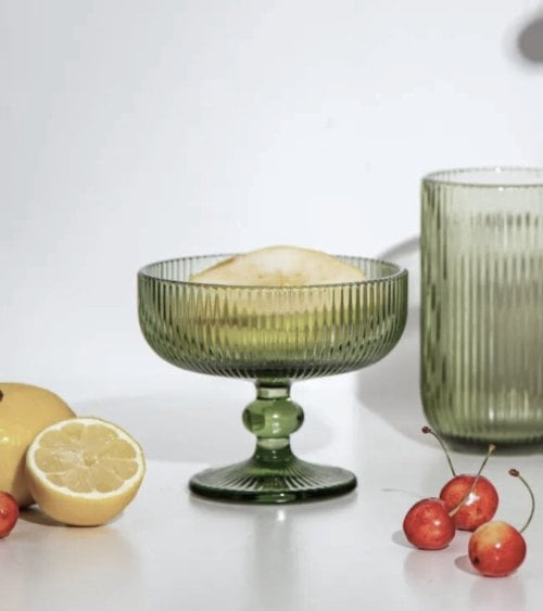 Set de 6 Copas de Helado Agata de Cristal Tallado