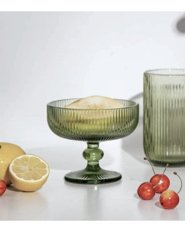 Set de 6 Copas de Helado Agata de Cristal Tallado