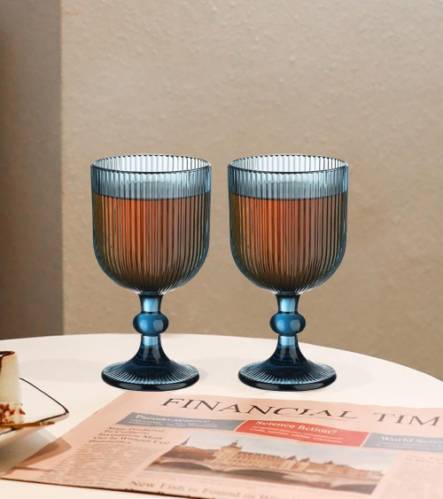 Set de 6 Copas de Vino Agata de Cristal Tallado