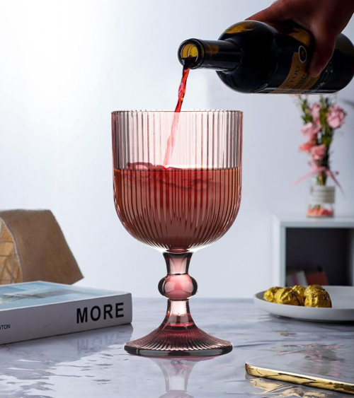 Set de 6 Copas de Vino Agata de Cristal Tallado