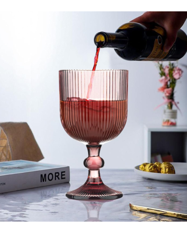 Set de 6 Copas de Vino Agata de Cristal Tallado