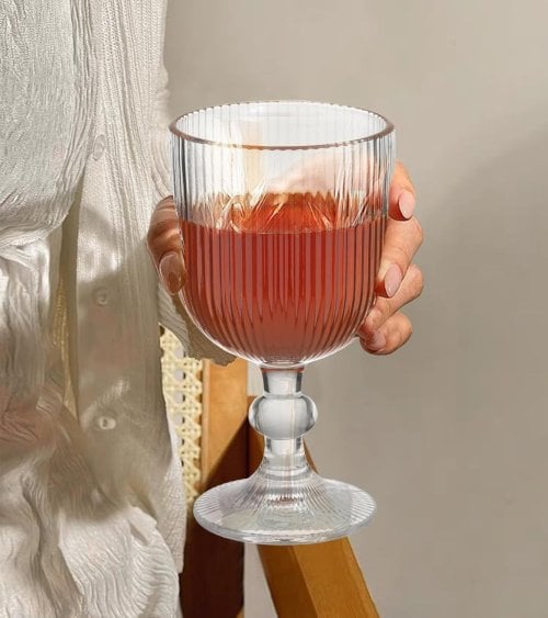 Set de 6 Copas de Vino Agata de Cristal Tallado