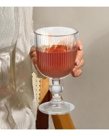 Set de 6 Copas de Vino Agata de Cristal Tallado