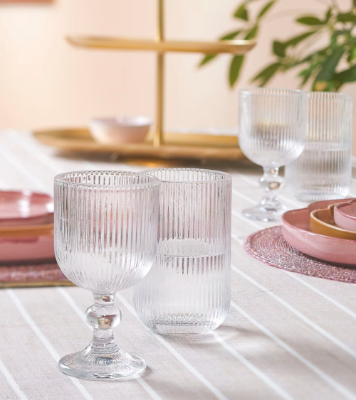 Set de 6 Copas de Agua Agata de Cristal Tallado