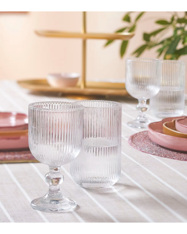 Set de 6 Copas de Agua Agata de Cristal Tallado