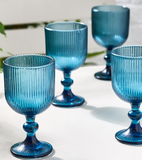 Set de 6 Copas de Agua Agata de Cristal Tallado