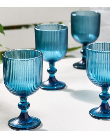 Set de 6 Copas de Agua Agata de Cristal Tallado