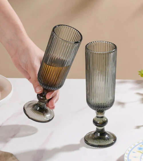 Set de 6 Copas de Cava Agata de Cristal Tallado