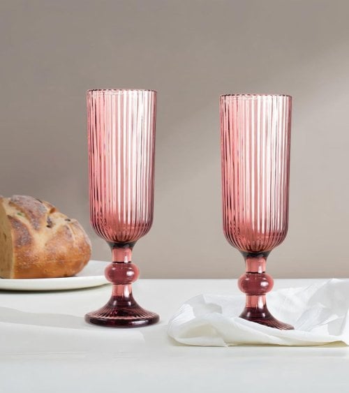 Set de 6 Copas de Cava Agata de Cristal Tallado