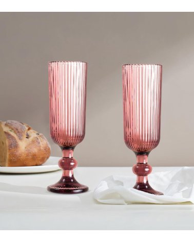 Set de 6 Copas de Cava Agata de Cristal Tallado