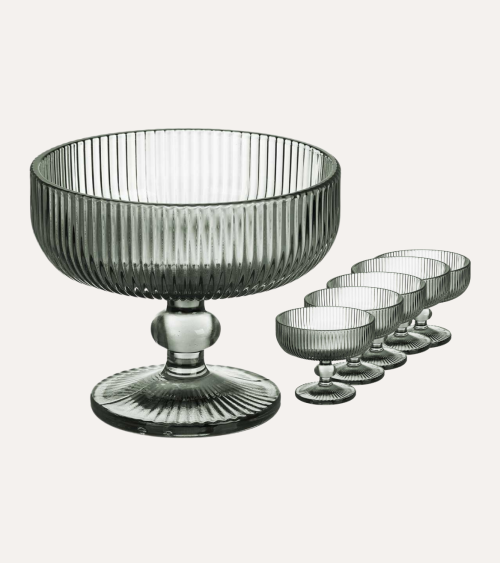 Set de 6 Copas de Helado Agata de Cristal Tallado