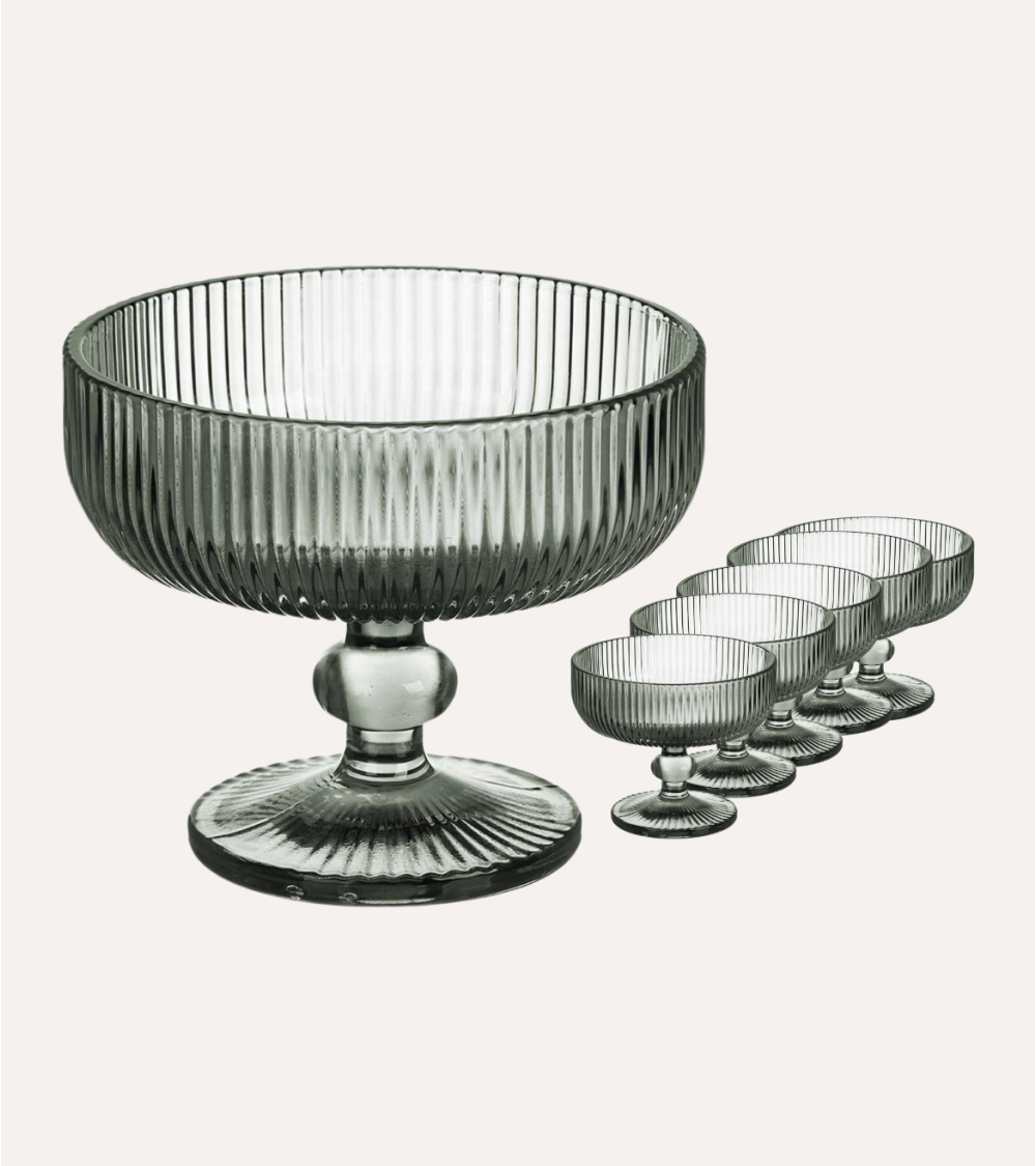 Set de 6 Copas de Helado Agata de Cristal Tallado