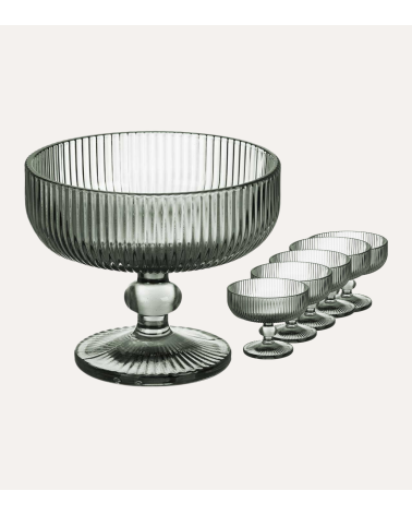 Set de 6 Copas de Helado Agata de Cristal Tallado