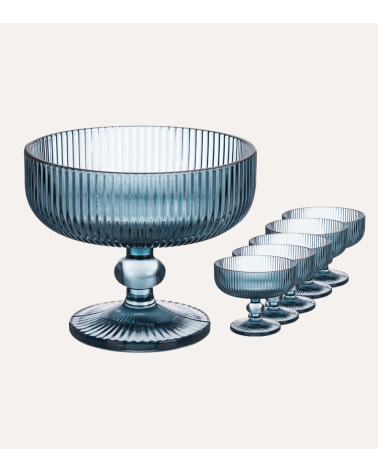 Set de 6 Copas de Helado Agata de Cristal Tallado