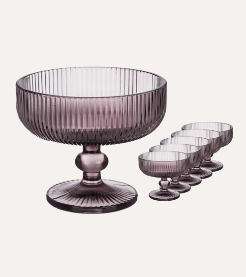 Set de 6 Copas de Helado Agata de Cristal Tallado