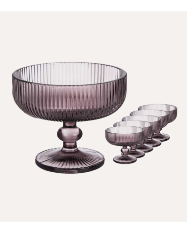 Set de 6 Copas de Helado Agata de Cristal Tallado