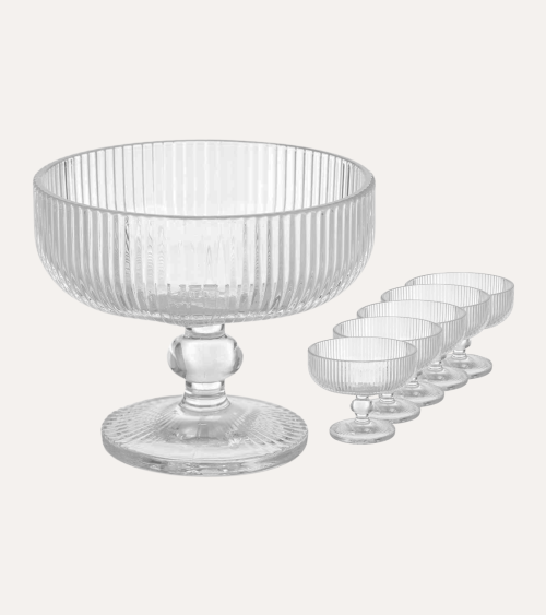 Set de 6 Copas de Helado Agata de Cristal Tallado