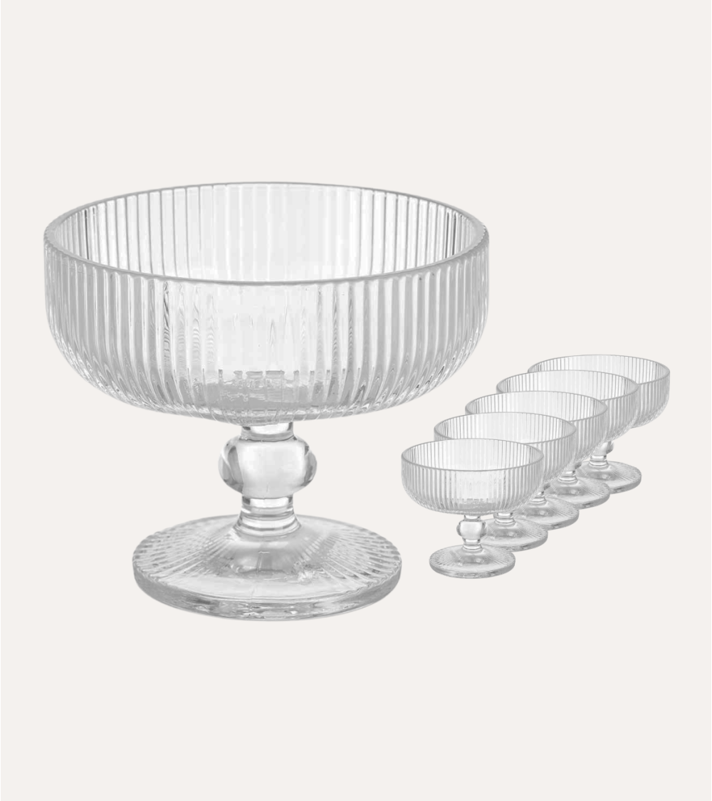 Set de 6 Copas de Helado Agata de Cristal Tallado